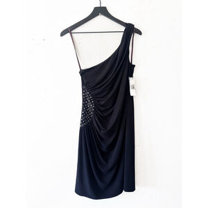 Laundry by Design Black One-Shoulder Ruched Cocktail Dress Size 12